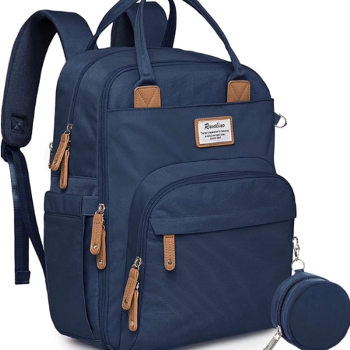 RUVALINO Diaper Bag Backpack-Multifunction Baby Travel Bag with Changing pad, Insulated Bottle Holders & Pacifier Case, Large Capacity, Waterproof, Peacock Blue