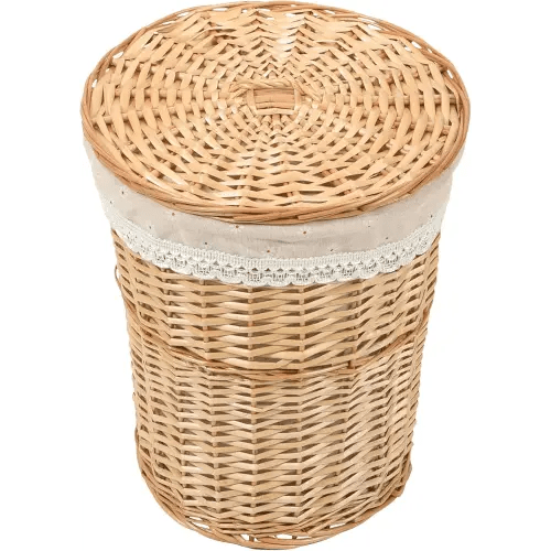 Ciieeo Rattan Laundry Basket Handwoven Laundry Hamper, Rattan Clothes Basket with Lid and Liner Wicker Storage s Nursery a for Clothes