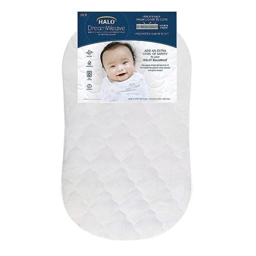 HALO DreamWeave Breathable Mesh BassiNest Pad – 100% Washable Cover and Core – Hypoallergenic, Non-Toxic Materials