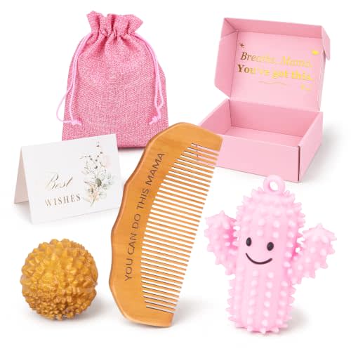 Labor Comfort Kit with Labor Comb, Massage Ball, Cactus Grip & Gift Box | Made for Contractions, Hospital Bag Prep and Baby Shower Gifting; Helps Mom Grip, Breathe and Refocus Through Each Wave