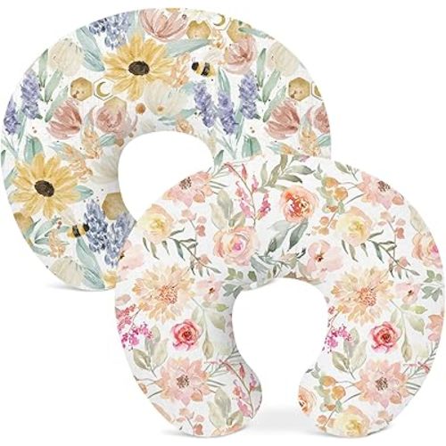 Nursing Pillow Covers 2 Pack, Stretchy Breastfeeding Pillow Covers for Baby