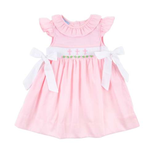 Pink Cross and Vine Smocked Beverly Dress
