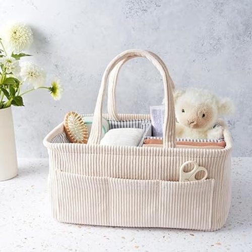 Diaper Caddy, Diaper Organizer or Storage, Portable Nursery Storage and Car Organizer, A Baby Gift Registry, Baby Shower Essentials & Caddy Organizer (Beige)