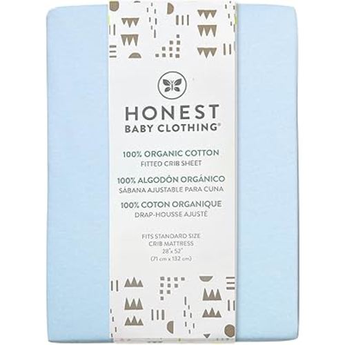 HonestBaby unisex-baby Fitted Crib Sheets Set Standard Mattress, 100% Organic Cotton Baby Boys, Girls, Neutral, 1 Pack - Light Pink, One Size