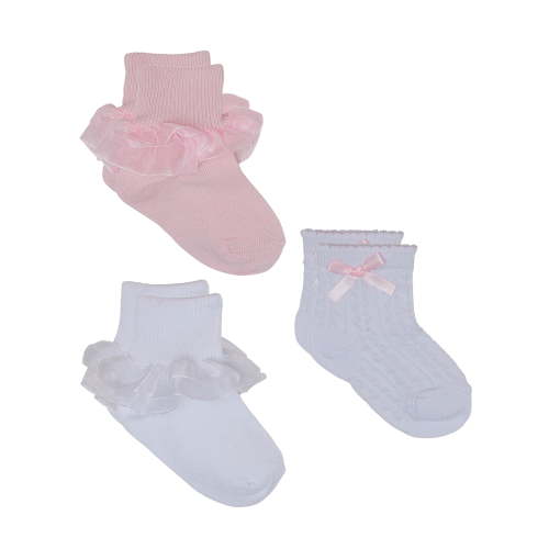 Wonder Nation Infant Toddler Girls Dress Socks 3 Pair Pack Soft Cozy Polyester with Tutu Lace and Pointelle Details