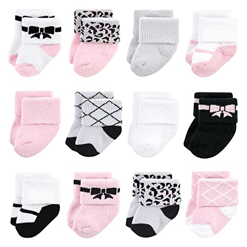 Hudson Baby Baby Girls' Cotton Rich Newborn and Terry Socks