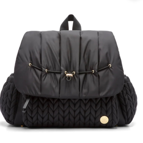 Levy Stylish Diaper Backpack - Black Herringbone