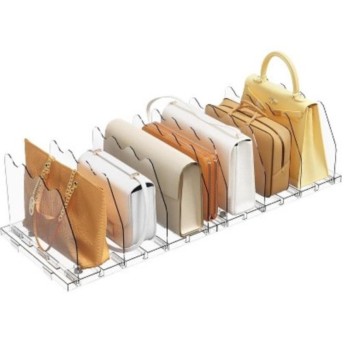 Adjustable Shelf Divider for Closet, Clear Purse Organizers for Closet Acrylic Handbag Separators Storage Organizer Bookshelf Separator Dividers