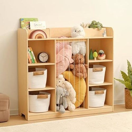 OOOK Stuffed Animal Storage, 3-Tier Cube Storage Organizer, Montessori Toy Shelf, Kids Bookshelf and Toy Organizer for Playroom, Nursery, Daycare, Preschool