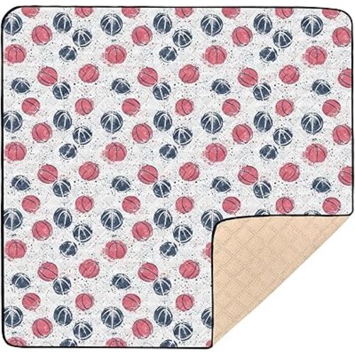 Baby Play Mat Sports Basketball Spray Paint Spots 50 x 50 Playpen Mats for Floor Play Gym Crawling Mat Non-Slip Cushioned Baby Playmat for Infants, Babies, Toddlers