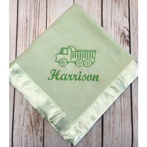 Satin edge Waffle Blanket Personalized embroidered GREAT BABY GIFT Embroidery
