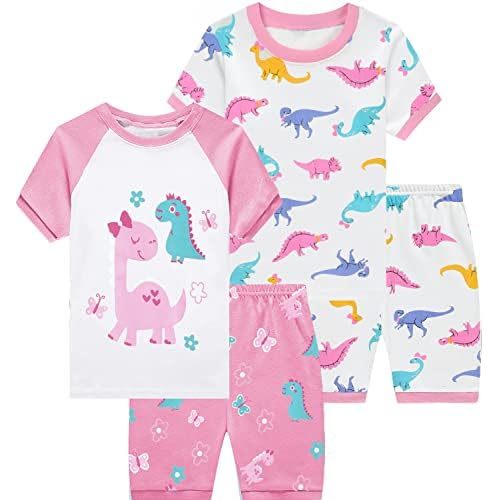 Little Hand Pajamas for Girls Dinosaur Short Sets Kids Cotton Unicorn Sleepwear Toddler Pjs Summer Clothes Shirt