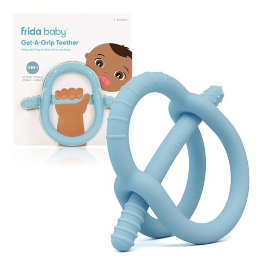 Frida Baby Get-A-Grip Baby Teether for Pain Relief, Up to 18 Months, Blue
