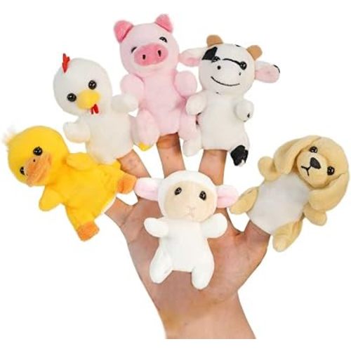 Farm 6pcs Finger Puppets Set, Cute Animal Puppet Mini Hand Puppets Role-Playing Story Animal Soft Plush Toy for Kids Chicken, Duck, Dog, Pig, Sheep, Cow (farm01)