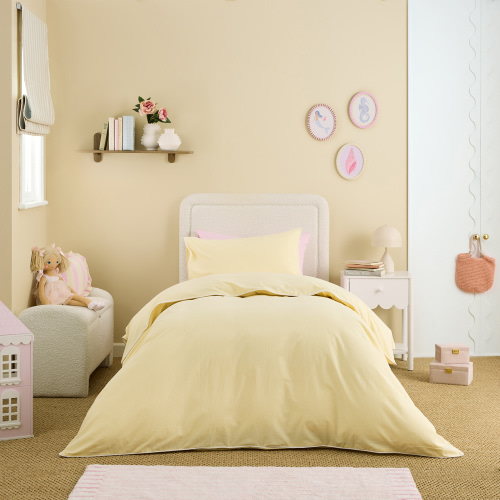 Adairs Kids - Stonewashed Cotton Lemon Paddy Piped Quilt Cover Set | Adairs