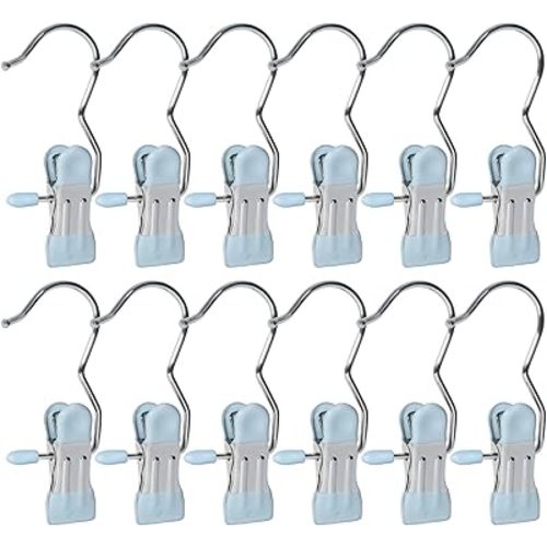 15/30Pcs Upgrade Double Head Clamp Dipped Clothespin for Laundry Hooks with Clips, Boot Holder, Hanging Clips, Portable Multifunctional Hangers Single Clip Space Saving for Jeans, Hats (15, Blue)