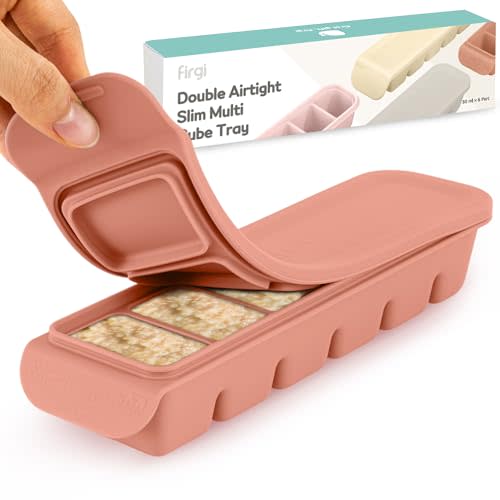1 oz 6-Cavity Silicone Ice Cube Freezer Tray with Lid, Indie Pink | Baby Food Storage Freezer Tray for Purees & Breast Milk, 100% Platinum Silicone, Leak-Resistant & Dishwasher Safe,Korean Made