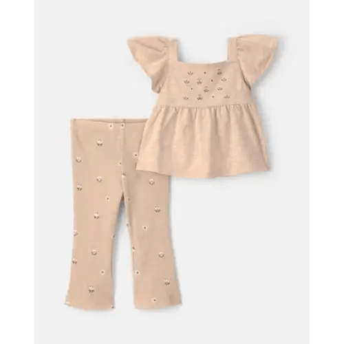 Baby Girl 2-Piece Floral Sleeveless Top & Pant Set - Cream | Carter's