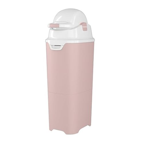 Foundations Tall Diaper Pail with Airtight Lid, Durable & Odorless Diaper Disposal, Large Capacity, Holds up to 60 Newborn Diapers, Refill with Any Bags, Pink