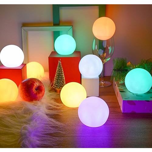 YESIE 4Packs Rechargeable Pool Lights, 3-Inch LED Orb Lamp,Fast Charging, 12hrs Working Time,Remote Control, 3 Timer, 16 Colors Ball, Inground Swimming Pools Accessories, Christmas Decoration