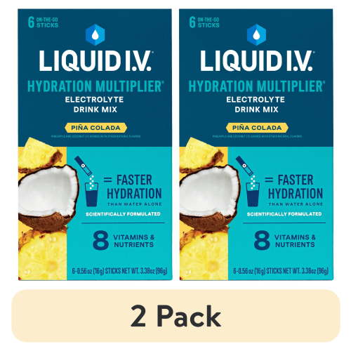 (2 pack) Liquid I.V.® Piña Colada Hydration Multiplier® Powdered Electrolyte Drink Mix, 6 Count Packets