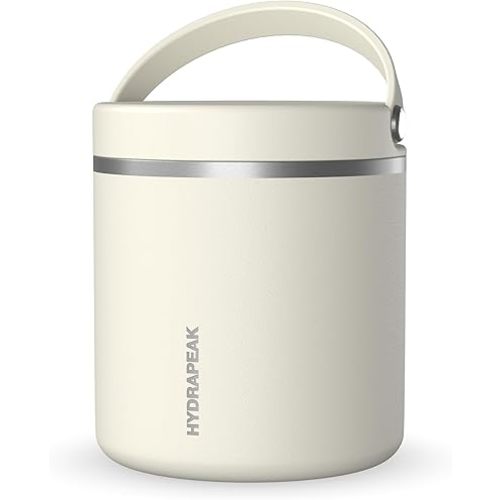 Hydrapeak 25oz Stainless Steel Vacuum Insulated Food Jar for Hot Food and Cold Food, Wide Mouth Leak-Proof Soup Jar for Adults, 10 Hours Hot and 16 Hours Cold (Ivory)