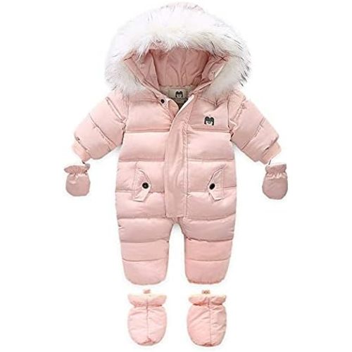 Xifamniy Baby Winter Snowsuit Coat Jumpsuit Outwear Hoodied Footie Toddler
