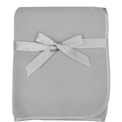 TL Care Fleece Blanket (30" x 30") with Silk-Like Satin Trim, Soft, Warm & Cozy, Gray, for Boys and Girls, Perfect for Baby Carrier, Stroller, Travel and Gifting