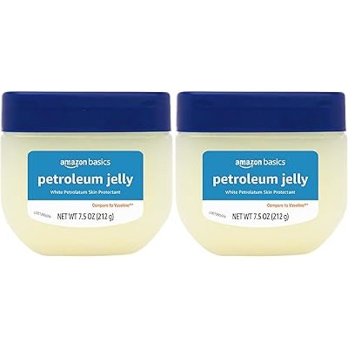 Amazon Basics Petroleum Jelly White Petrolatum Skin Protectant, Unscented, 7.5 oz, (Previously Solimo) (Pack of 2)