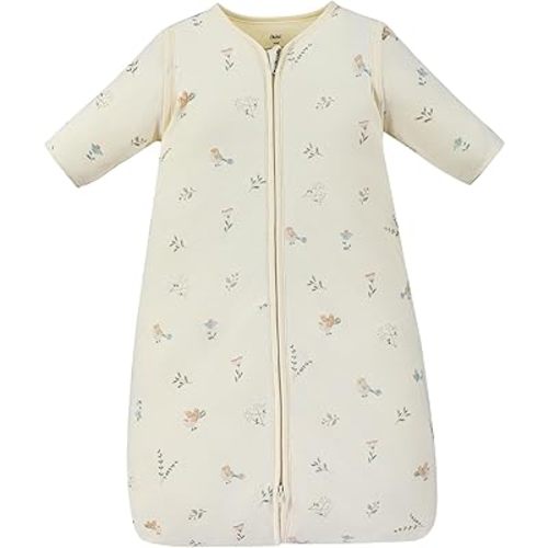 AnZai 1.0 TOG Baby Sleep Sack Double Layer 100% Cotton Wearable Blanket with Detachable Sleeves 2-Way YKK Zipper 6-36 Months