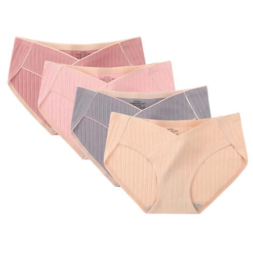 Paiwinds 4PC Women's Large Size Solid Low Waisted Cotton Maternity Underwear Pregnancy Comfort Panties Bulk Pack, 4-Pack, Sizes M-2XL (Pink, Beige, Red, Gray, Green)