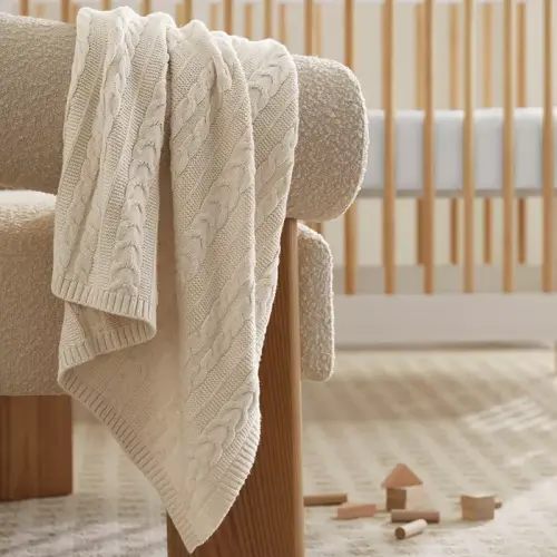 Cable Knit Organic Cotton Baby Blanket
