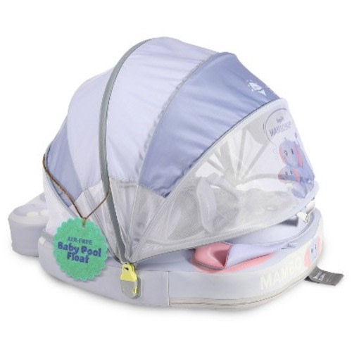 Mambobaby Innovative Explorer Baby Pool Float with Canopy and Carrier Novelty Float 2pk - Elephant Blue