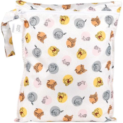 Bumkins Disney Waterproof Wet Bag for Baby, Travel, Swim Suit, Cloth Diapers, Pump Parts, Pool, Gym Clothes, Toiletry, Strap to Stroller, Daycare, Zip Reusable Bag, Packing Pouch, Winnie the Pooh