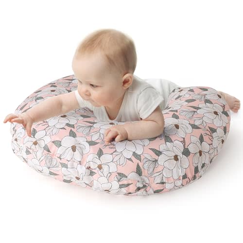 The Peanutshell Nursing Pillow & Cover - Soft Newborn Nursing Baby Girl Pillow Covers, Supportive & Comfortable Breastfeeding, Tummy Time Baby Essentials - Magnolia
