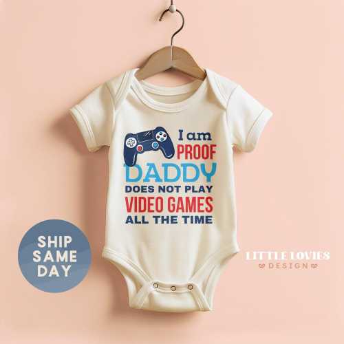Father's Day Baby Onesies® Brand Gift, Funny Dad Baby Bodysuit, Newborn Baby Shower Outfit, Gamer Dad Baby Clothes(CA-D5)