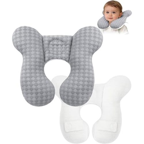 KAKIBLIN Baby Travel Pillow, Baby Neck Pillow for Car Seat, U-Shaped Head and Neck Support for Stroller Pushchair, Soft Cooling Breathable Infant Head Pillow for Newborn Toddler