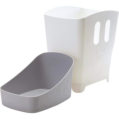 Ubbi Freestanding Bath Toy Organizer Bath Caddy with Removable Drying Rack Bin and Scoop for Toddlers and Baby, Gray