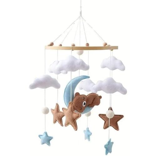 GOODMOM Baby Crib Mobile for Boys Girls Sleeping Bear Mobile for Crib, Baby Bassinet Mobile Toy for Soothing Sleep Gender Neutral Nursery Mobile - Sun, Moon, Cloud, Bear