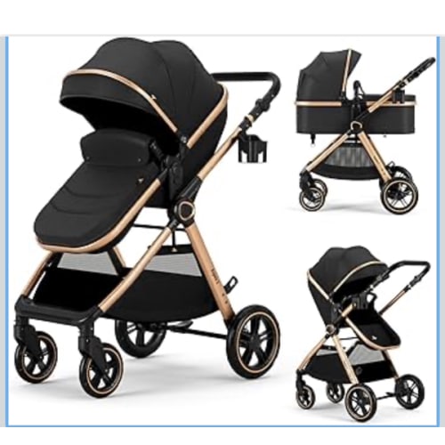 2 in 1 Baby Stroller, Convertible Bassinet Pushchair for Infants and Newborns 0-36 Months
