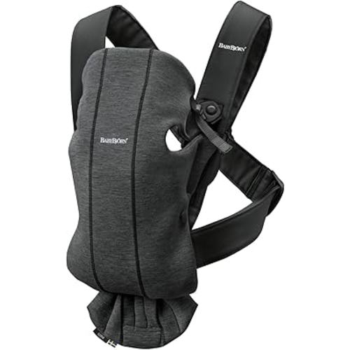 BabyBjörn Baby Carrier Mini, Charcoal Gray, 3D Jersey | Infant Carrier (7-25 lbs), Ergonomic, Easy-to-Use