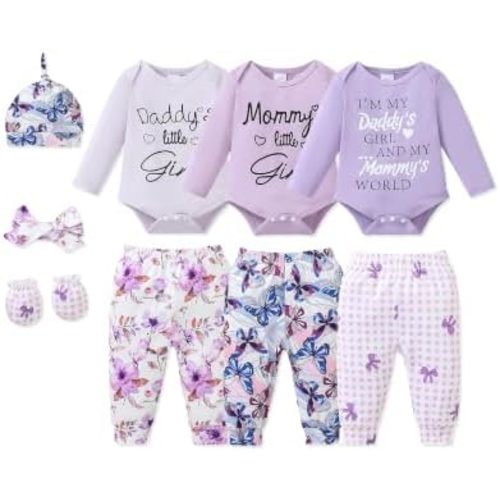 NZRVAWS Newborn Baby Boy Clothes Infant Boy Outfits Romper Pants Set 6 Pcs 0 3 6 9 12 Months