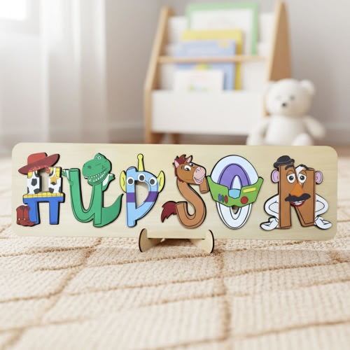Personalized Wooden Name Toy Story Puzzle, New Baby Gift, 1st Birthday Gift, First Birthday Baby Gift, Toddler Gift, Baby Shower Gift