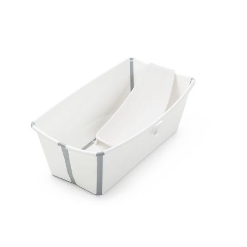 Stokke Flexi Bath Tub Bundle - White: Folds for Easy Transport, Includes Anti-Slip Insert, Maximum Weight Capacity 30 lbs