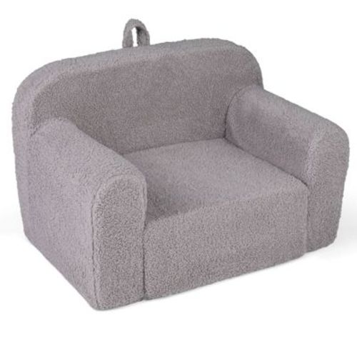 Costway Kids Couch Portable Toddler Sofa with Handle Anti-slip Base Removable Comfy Chair Gray