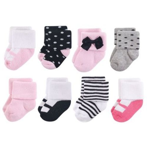 Little Treasure Basics Infant Baby Cozy Terry Socks 8-Pack, Sweet Blossom, 0-6 Months