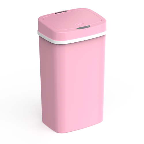 Nine Stars Automatic Nursery Trash Can, 4 Gallon Plastic, Motion Sensor Hands-Free Soft-Close Lid Garbage Bin, Pink