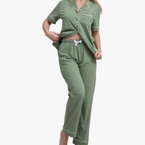 NAP BOUND 100% Cotton Women's Pajama Sets Short Sleeve Button Down Soft Pjs 2 Piece Lounge Set with Pocket Nightwear XS-XXL