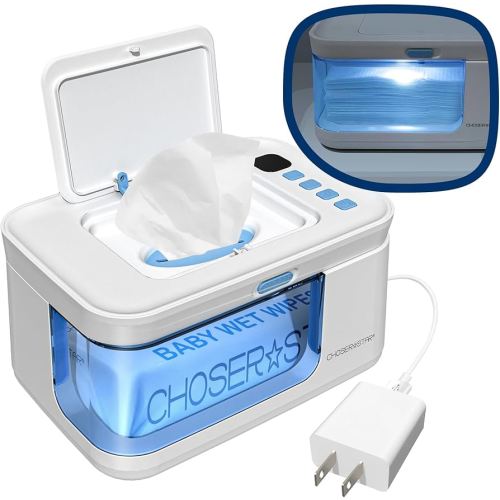 Baby Wipe Warmer and Dispenser Portable Heated Diaper Wipe Heater with Fast Heating, Larger Capacity, and Anti-Dry Out (with Charger Block)