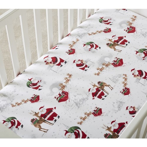 Santa Organic Crib Fitted Sheet